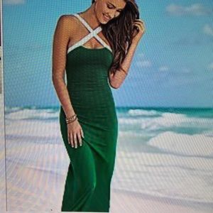 Venus cross-cross maxi green dress XS